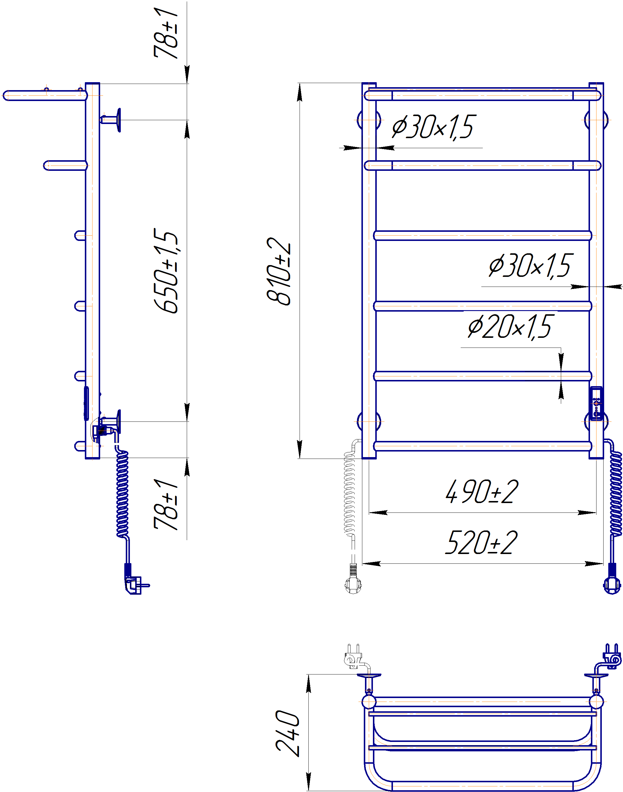 Електрична рушникосушарка Hotel-І 800х530/240 TR К 5