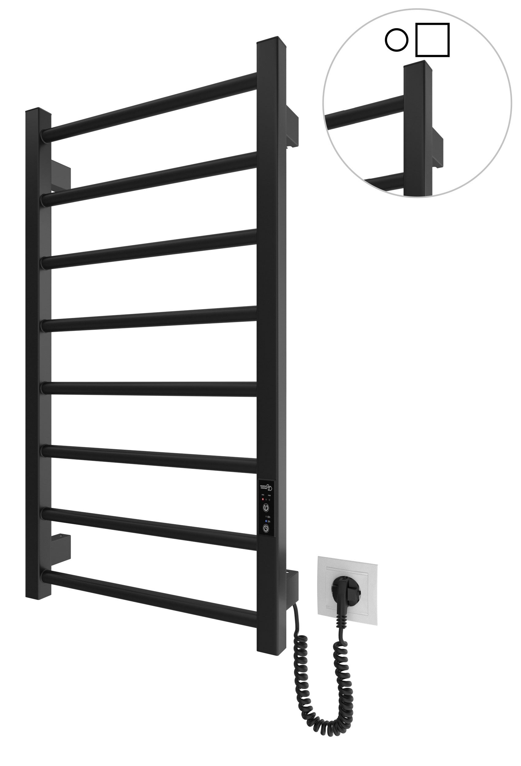 Електрична рушникосушарка HF Leeds 770x430 чорний мат