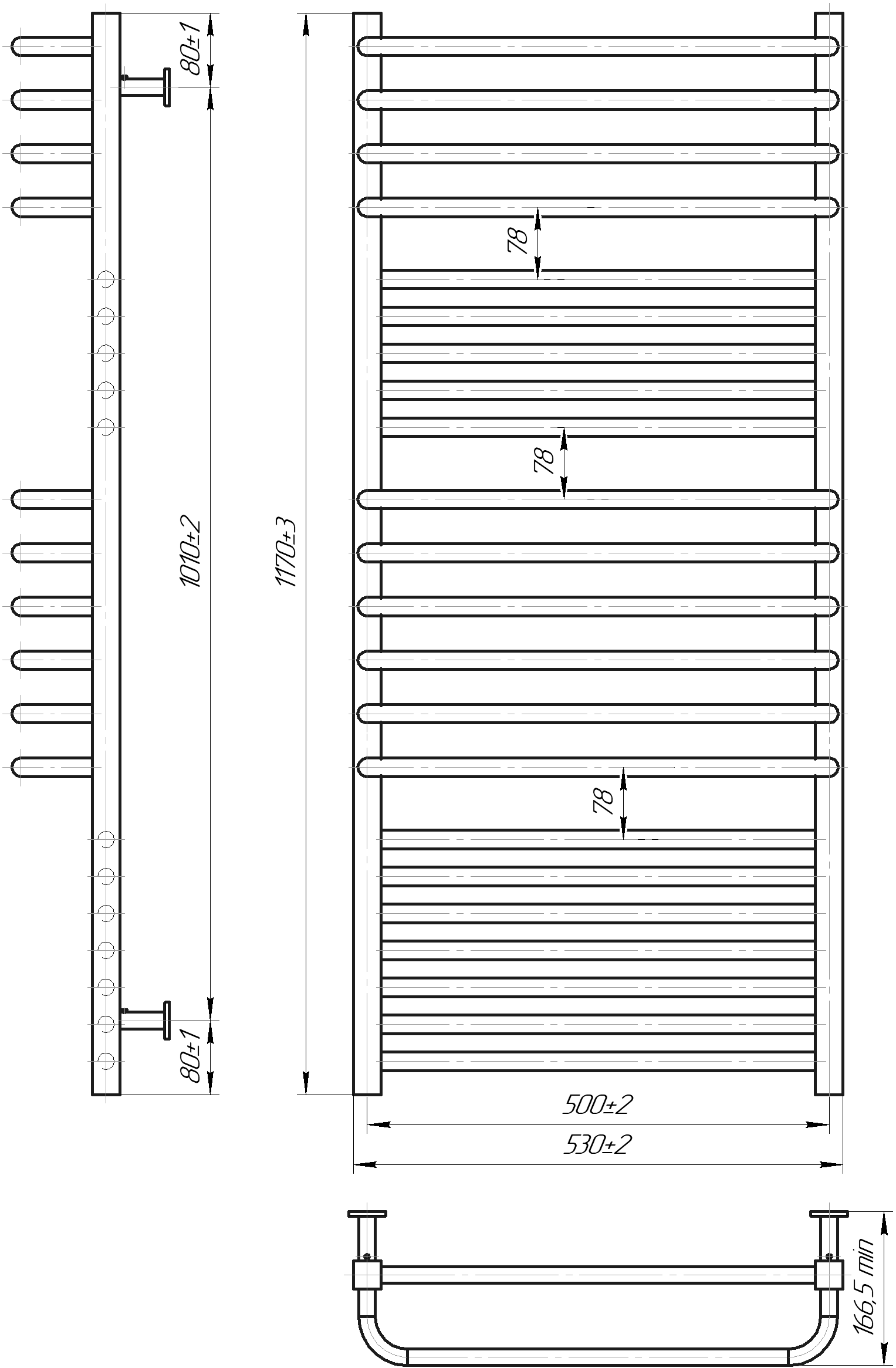Водяна рушникосушарка Inox Гера-Люкс 1170х530/500 3