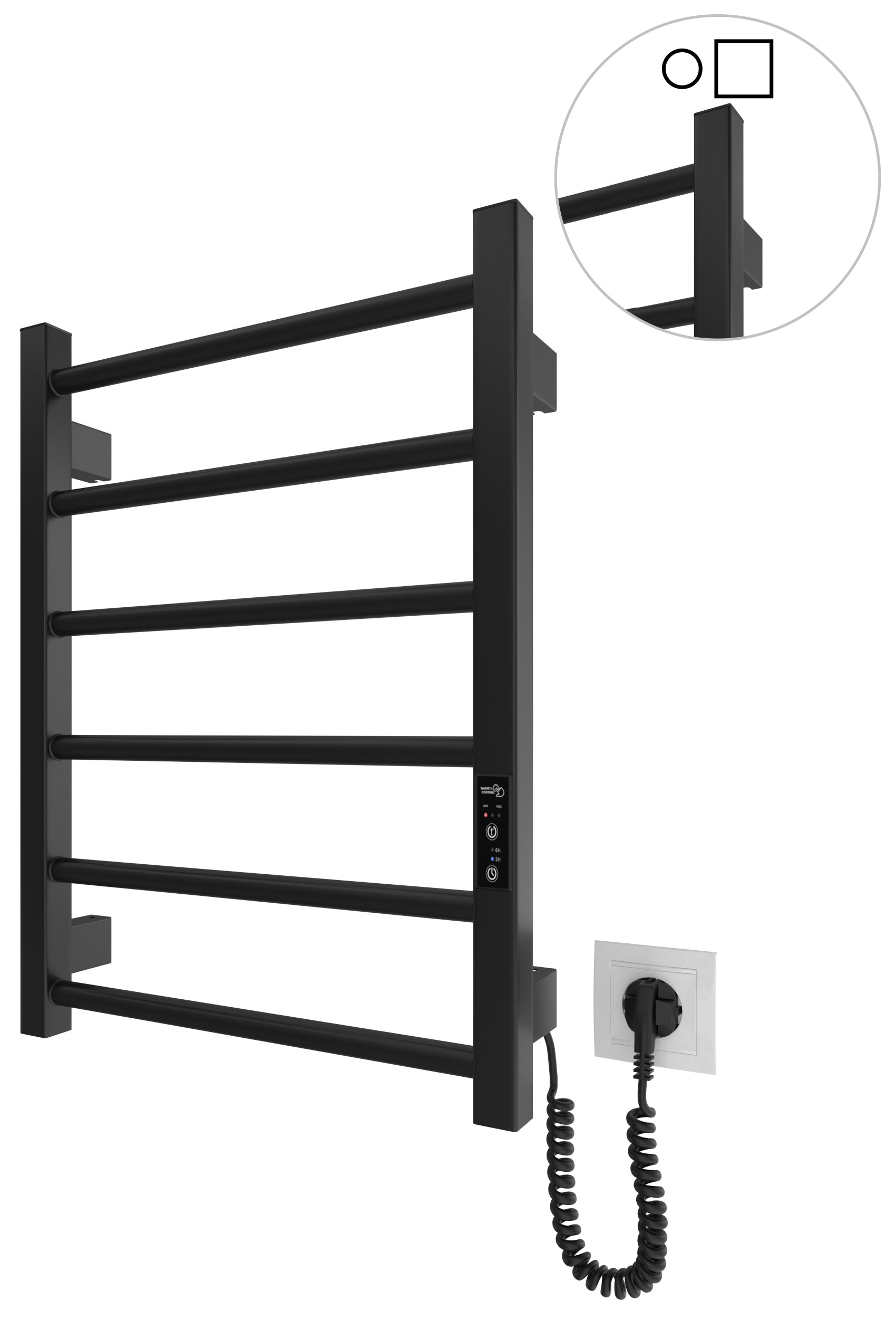 Електрична рушникосушарка HF Leeds 570x430 чорний мат 1
