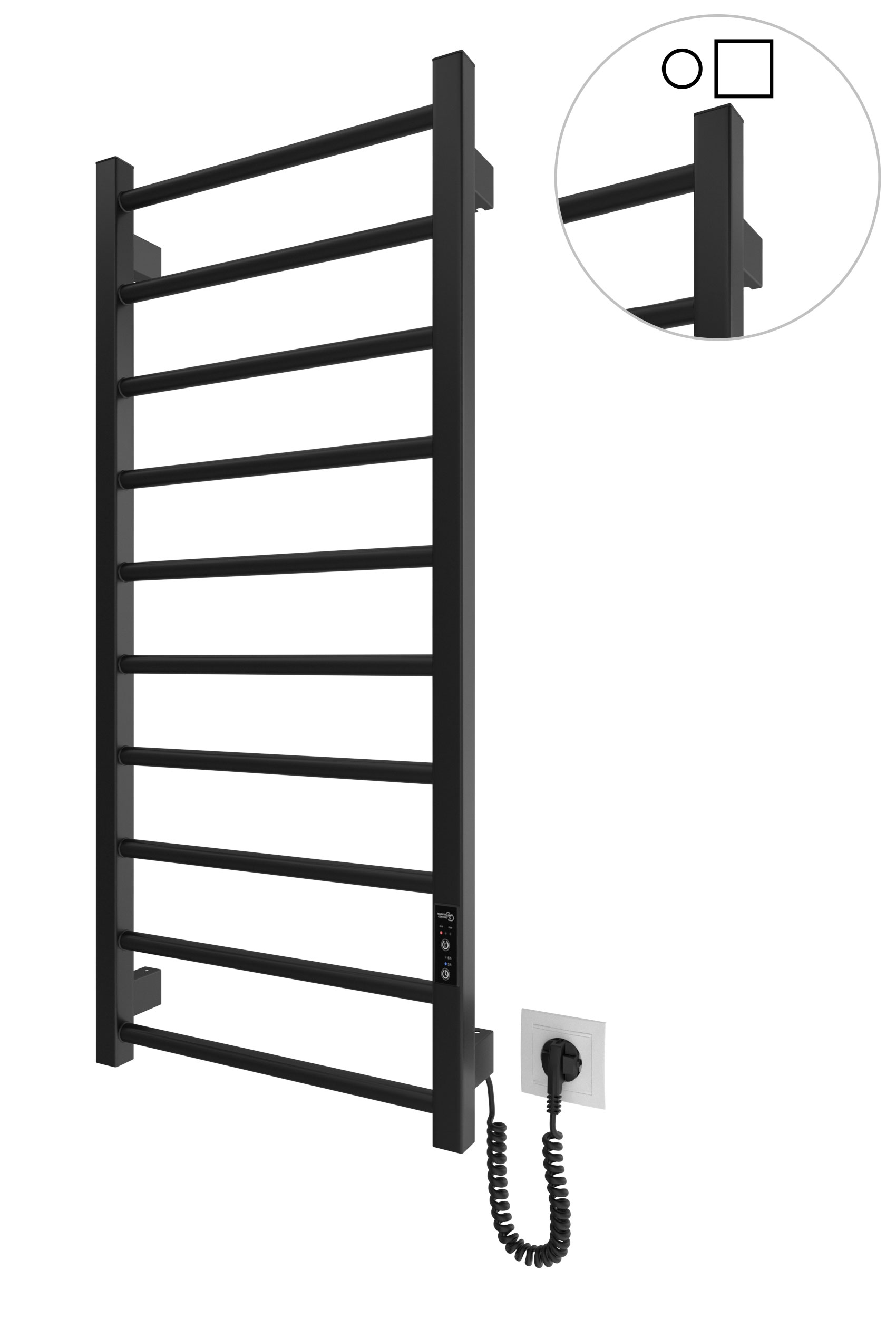 Електрична рушникосушарка HF Leeds 970x430 чорний мат 1