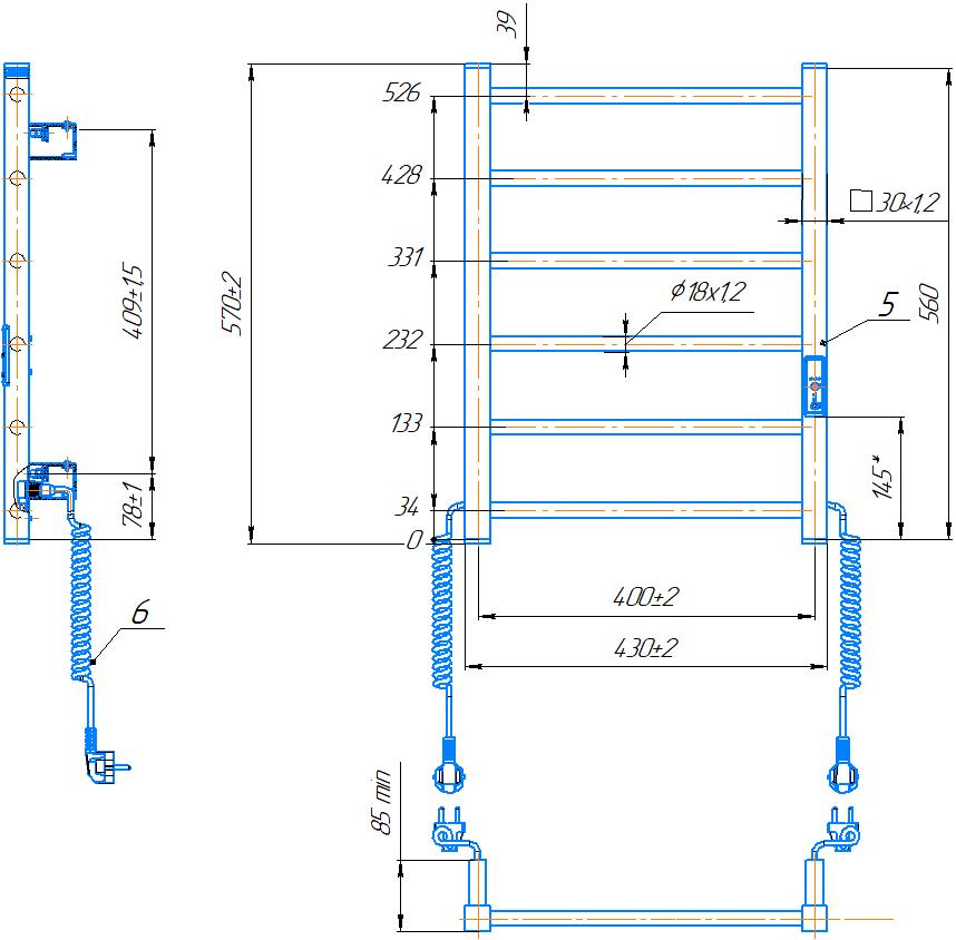 Електрична рушникосушарка HF Leeds 570x430 білий мат 5