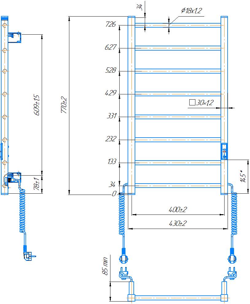 Електрична рушникосушарка HF Leeds 770x430 білий мат 5