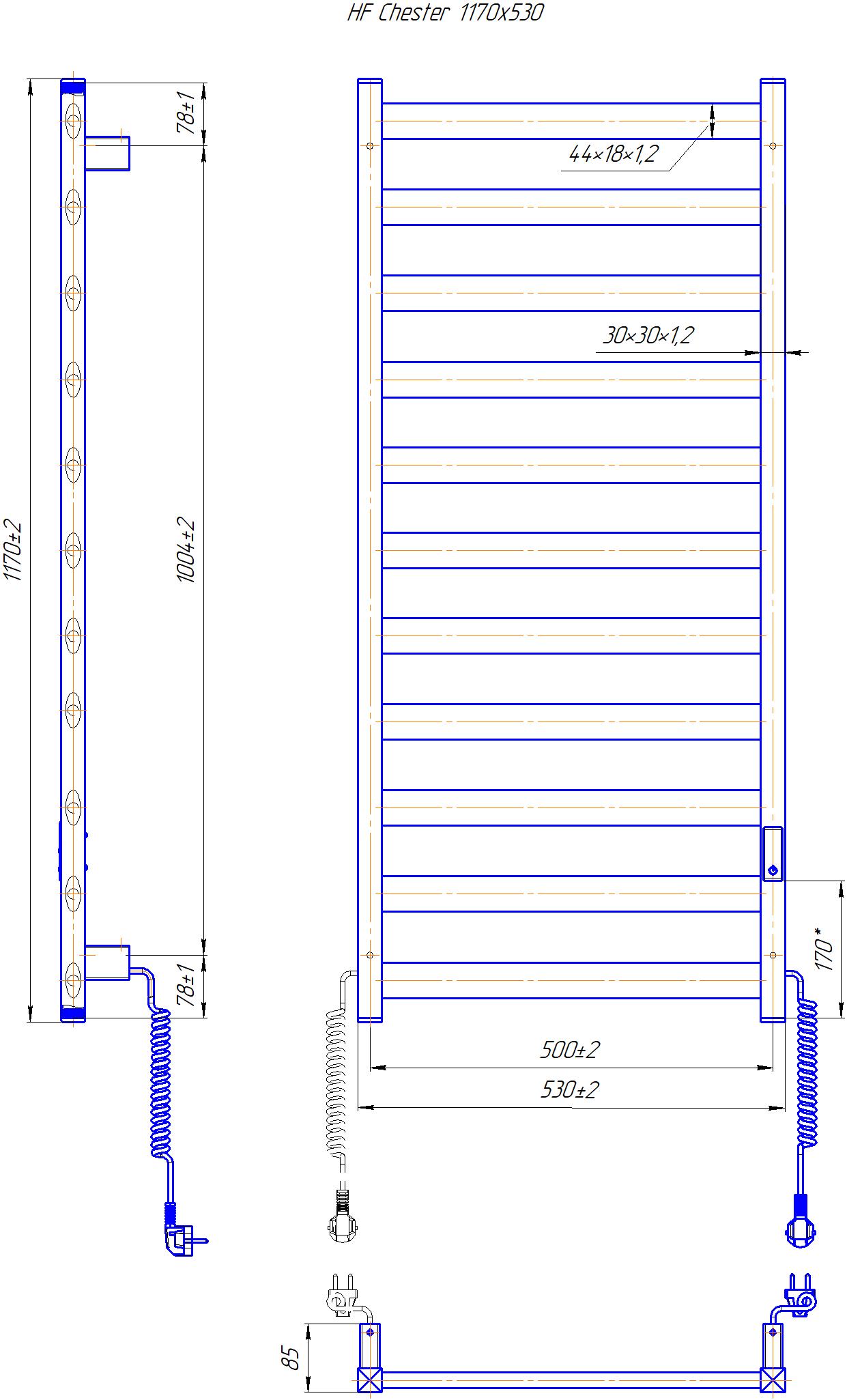 Електрична рушникосушарка HF Chester 1170x530 білий мат TR 4.0 4